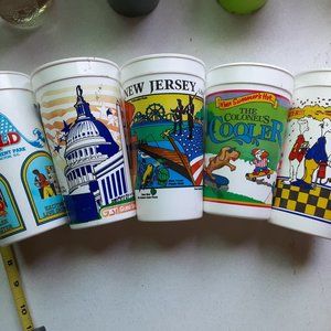 Lot of 5 Plastic Souvenir Cups